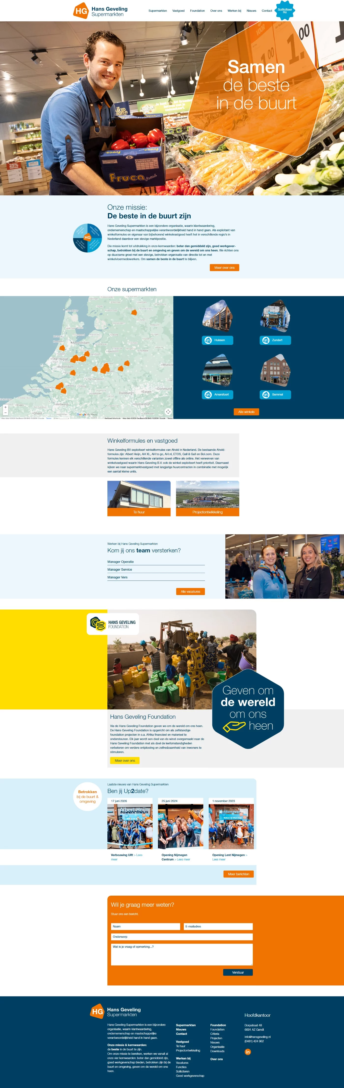 Desktop-weergave van de homepage van Hans Geveling