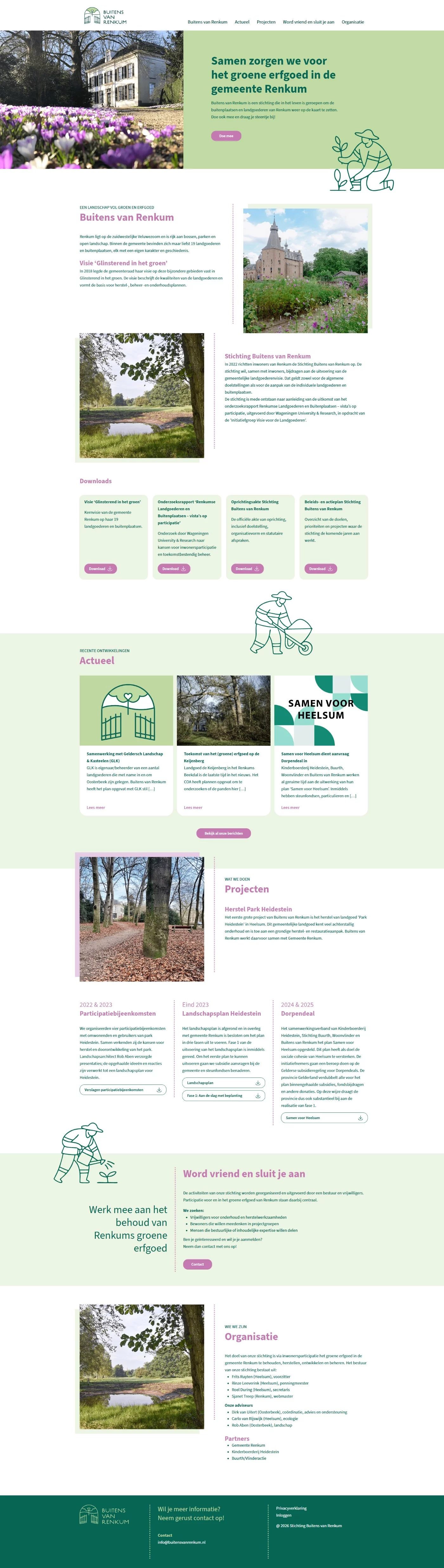 Desktop-weergave van de homepage van Buitens van Renkum