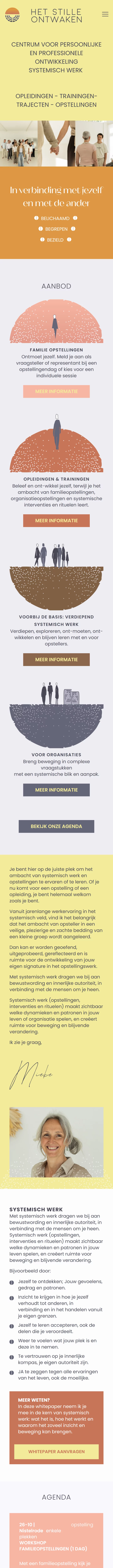 Mobiel-weergave van de homepage van Het Stille Ontwaken